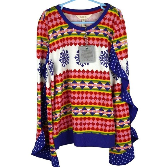 NWT Matilda Jane Girls Moments with you Falling Snow Holiday Ruffle Sweater 12 - Picture 4 of 9